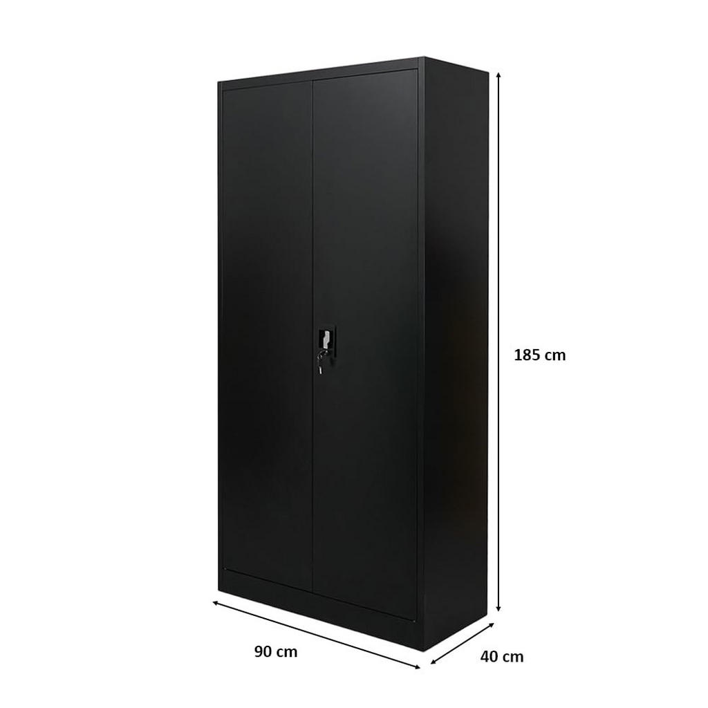 Thumbnail - Proregal Flügeltürenschrank, Schwarz, Metall, 90x185x40 cm, Arbeitszimmer, Aktenschränke