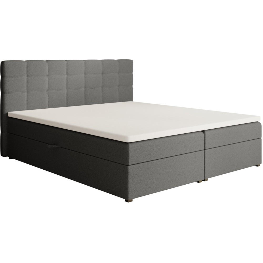POLSTERBETT Topiq I 184/203/103 dunkelgrau, Bouclé-Stoff - Dunkelgrau, Holzwerkstoff (180/200cm) - Beautysofa