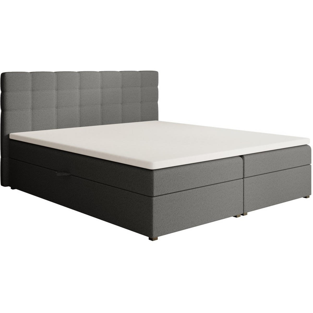 POLSTERBETT Topiq I 184/203/103 dunkelgrau, Bouclé-Stoff - Dunkelgrau, Holzwerkstoff (180/200cm) - Beautysofa