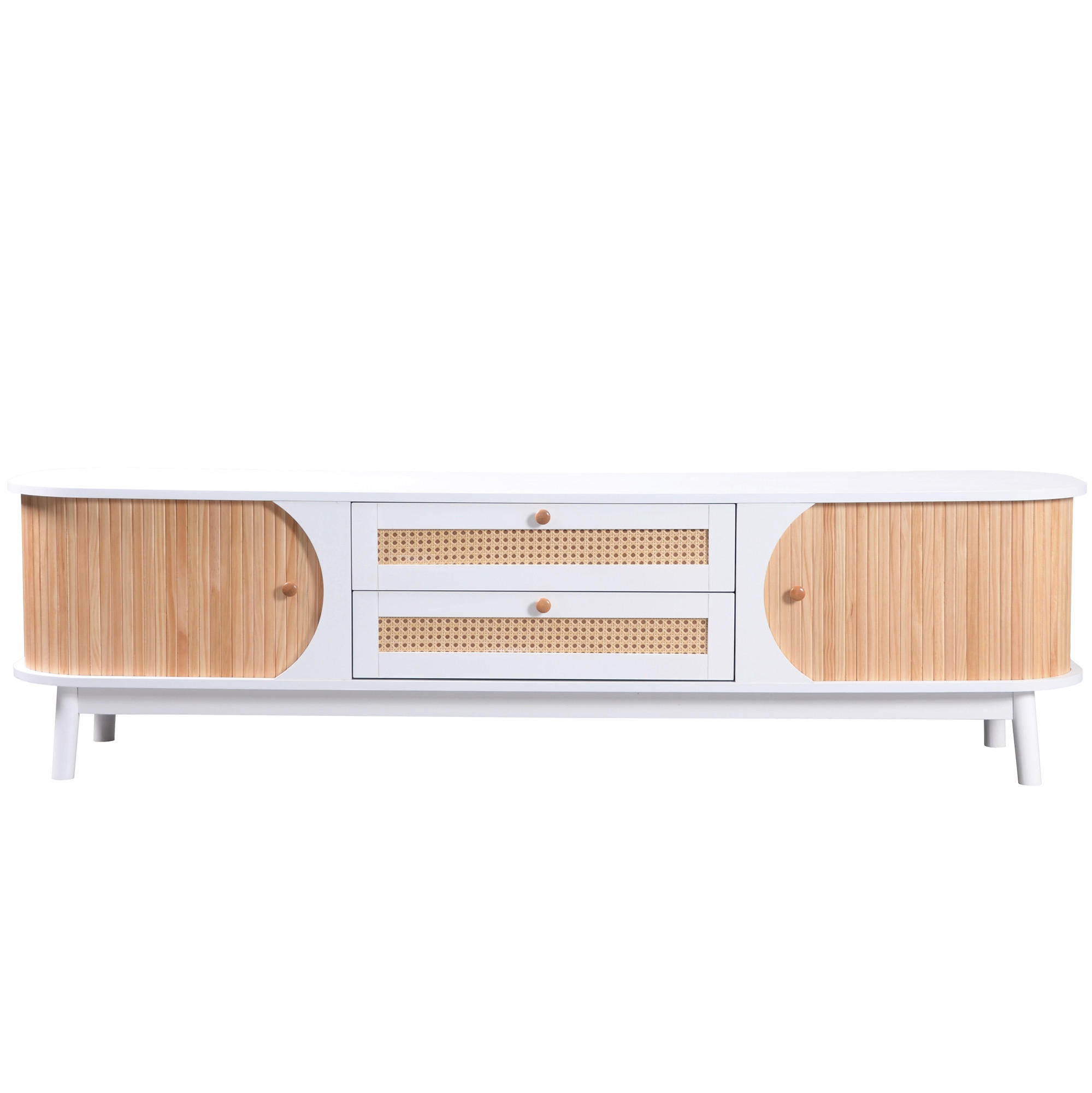 TV-BOARD Weiß und Natur 170/39.5/46 cm - Weiß, Holzwerkstoff (170/46/39.5cm) - PANGIVO