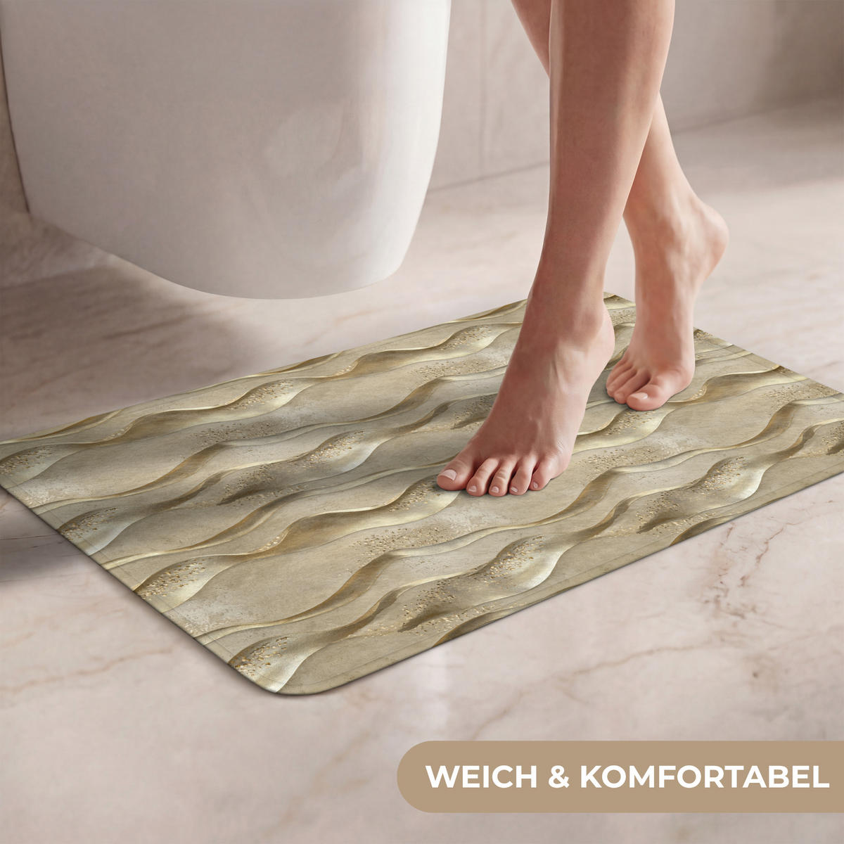 WC PŘEDLOŽKA Vlny - vzor - zlaté 60x40 cm - barva mosazi, textil/plast (60/1cm) - OnlyWow