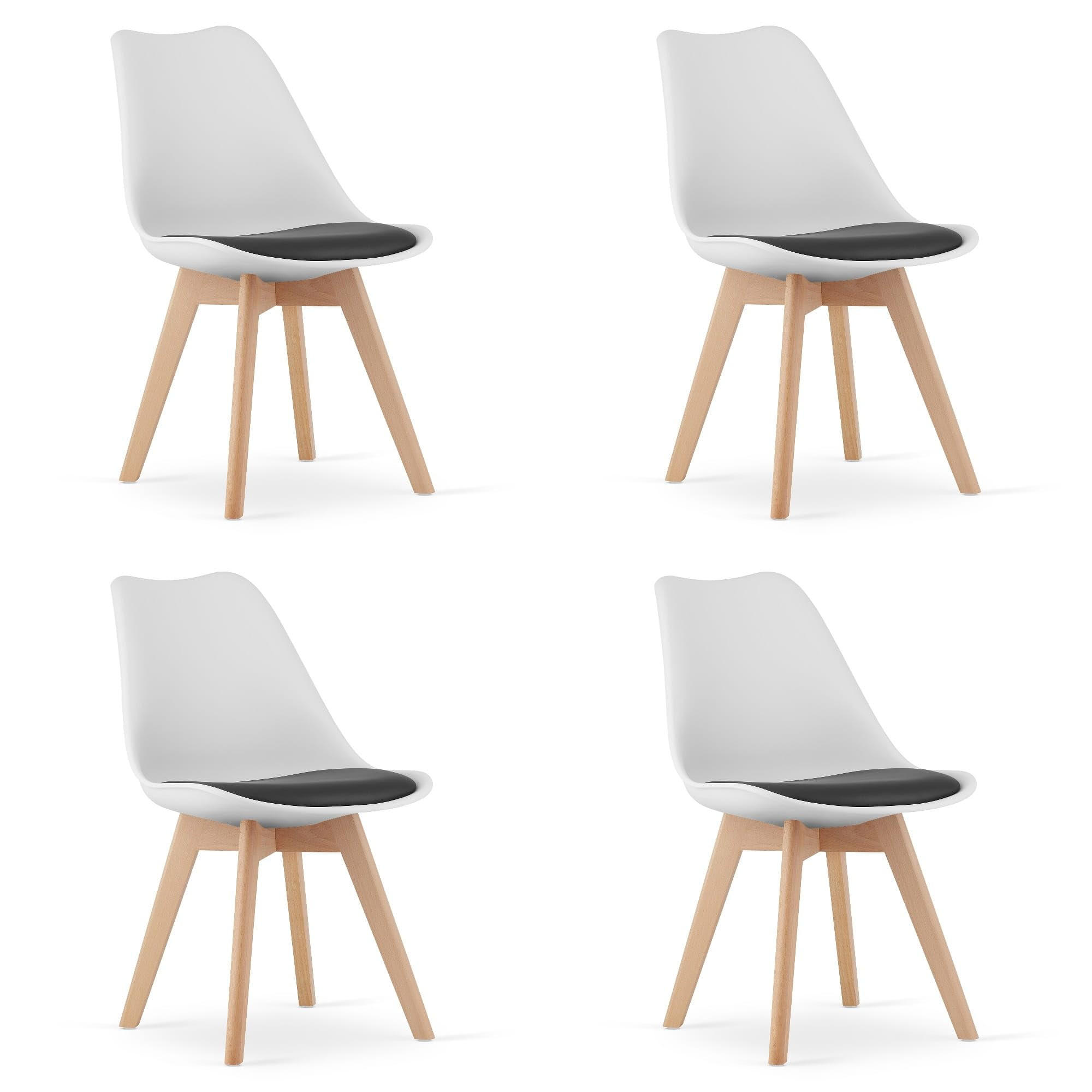 ESSZIMMERSTÜHLE 4er Set Schwarz Und Weiß, Bequem Für Wohnzimmer, Küche Oder Büro - Weiß, Textil (43/84/48cm) - Best For Home