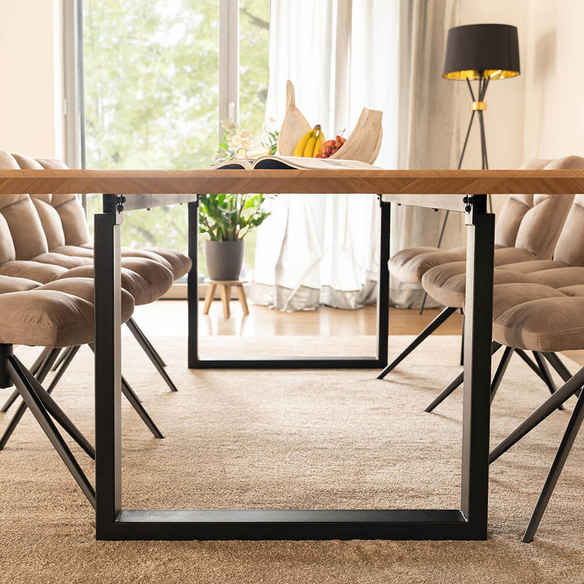 ESSTISCH Eckig AVENCIA inkl. U-Fuß - 240 x 120 cm Fishbone Oak - Braun, Holz (240/120/4cm) - Home Deluxe