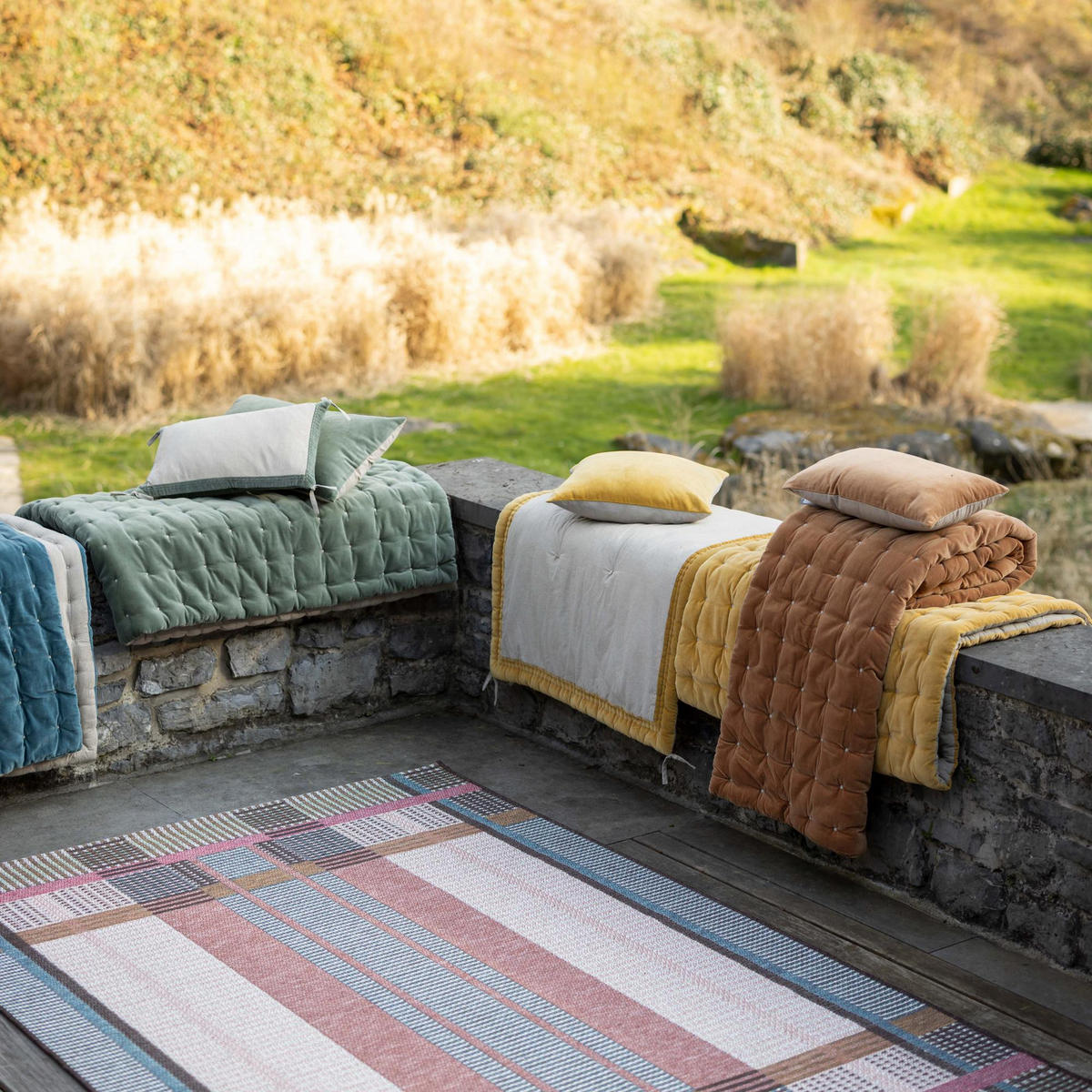 KISSEN Elise Chambray eisenkraut 45 x 45 cm - Mintgrün, Textil (45/45cm) - Vivaraise