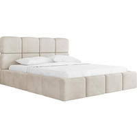 POLSTERBETT Tivio mit Bettkasten, Creme Samt 160x200 cm - Birkefarben/Creme, Holz/Holzwerkstoff (160/200cm) - WFL GROUP