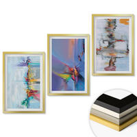 WANDBILDER 3er Set - 40x60 cm Goldrahmen - Abstrakte Gemäldekompositionen - Goldfarben, Kunststoff (40/60cm) - ArtPrintCave