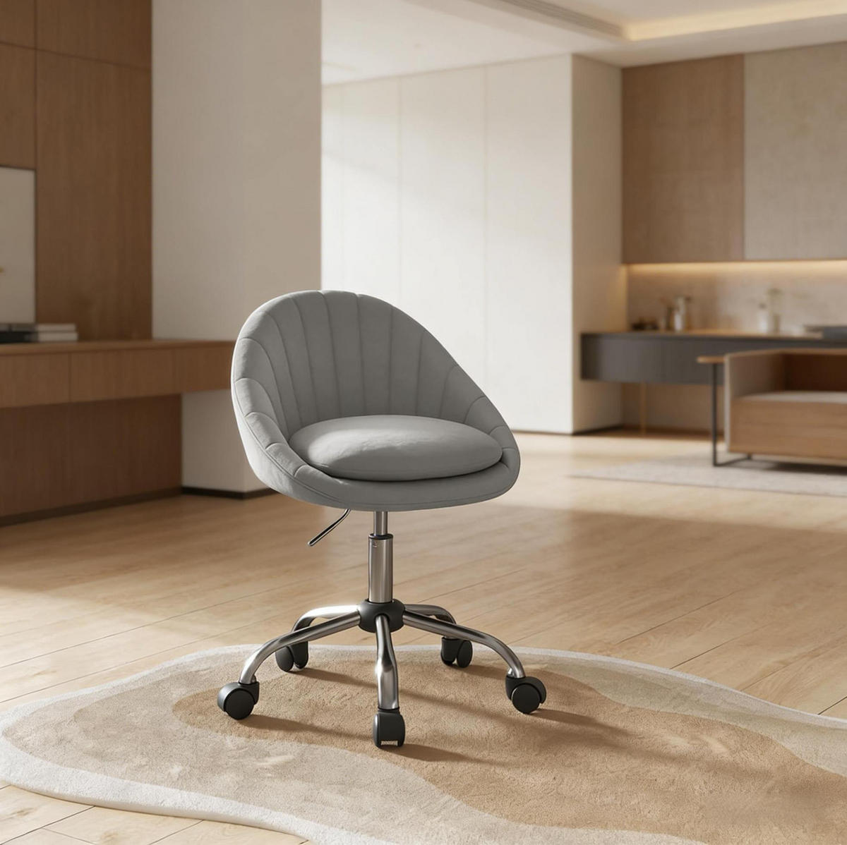 BÜROSTUHL höhenverstellbar drehbar Samt Light Grey - Hellgrau, Metall (52/82/47.5cm) - Meubliv