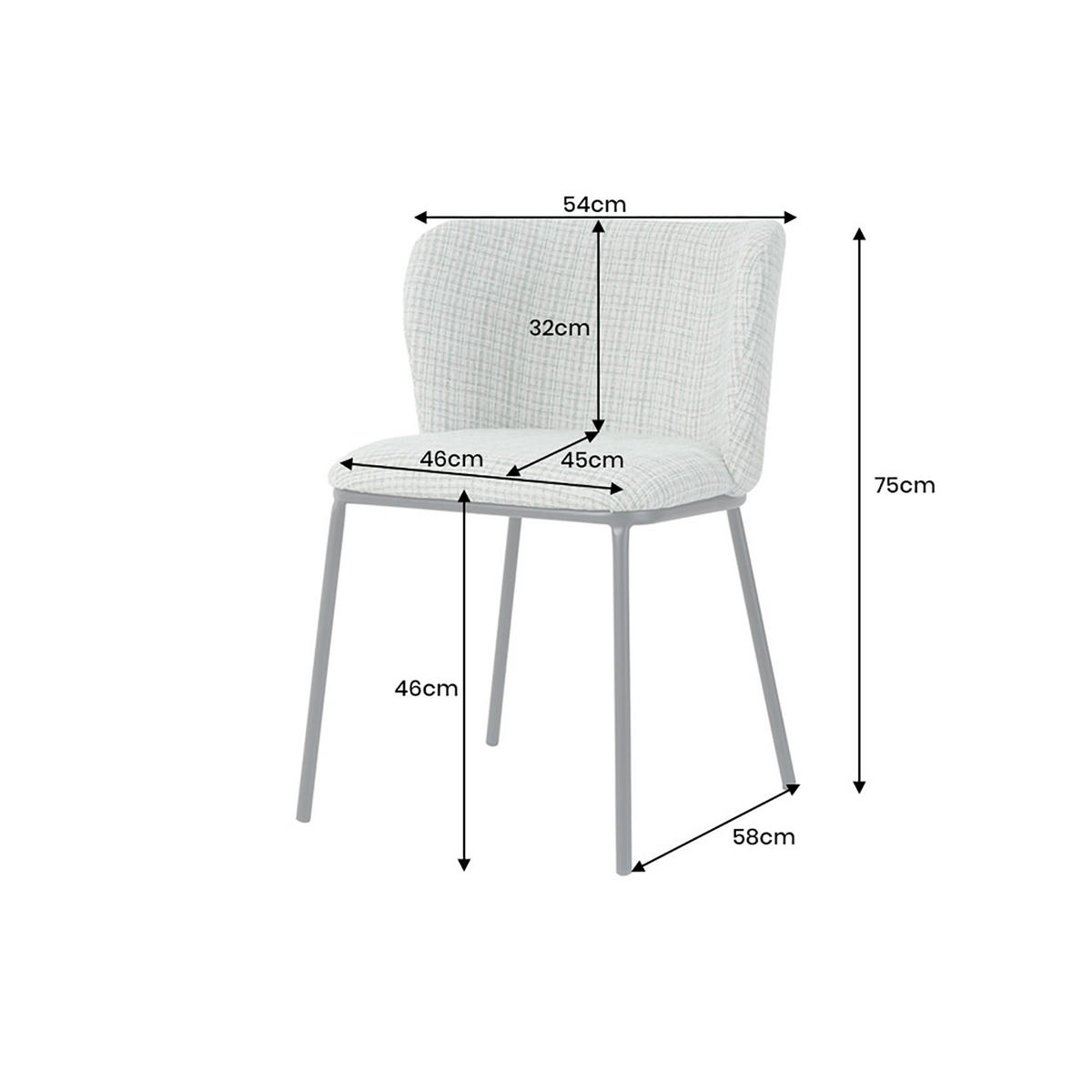 STUHL LYON Bouclé 75 cm - Schwarz/Rosa, Textil/Metall (54/75/58cm) - riess-ambiente