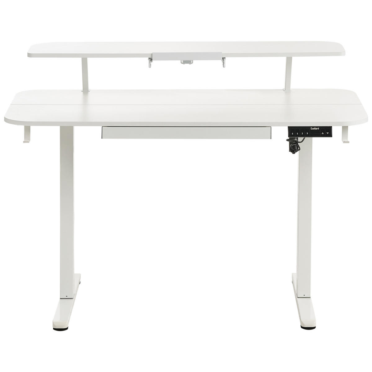 SCHREIBTISCH elektrisch höhenverstellbar 120/60 cm mit USB-Anschluss Weiß Wilbanks - Weiß, Holzwerkstoff/Metall (60/120/90cm) - Beliani