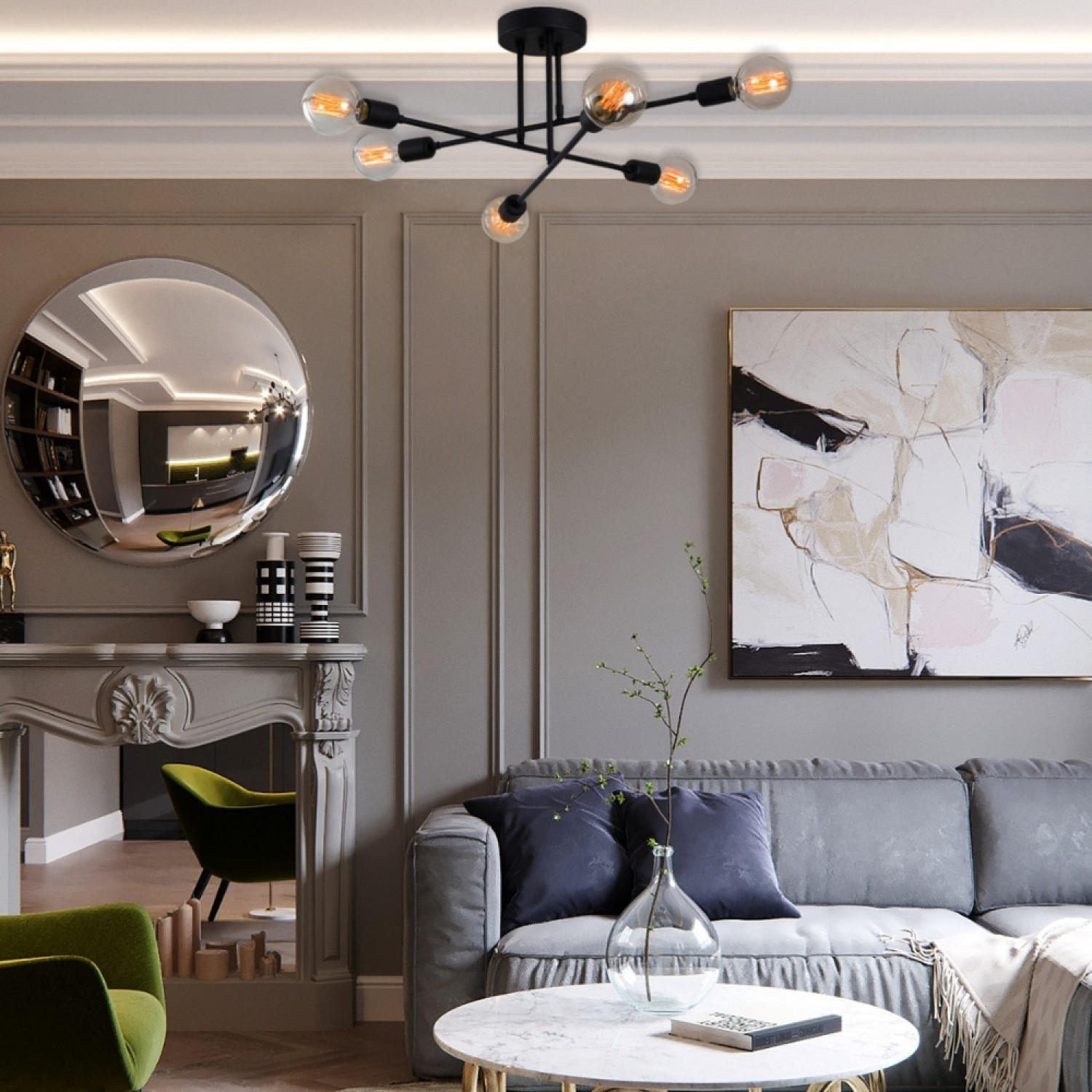 Thumbnail - Concept Usine Deckenleuchte, Schwarz, Holz, 64x30x64 cm, Lampen & Leuchten, Innenbeleuchtung, Deckenleuchten