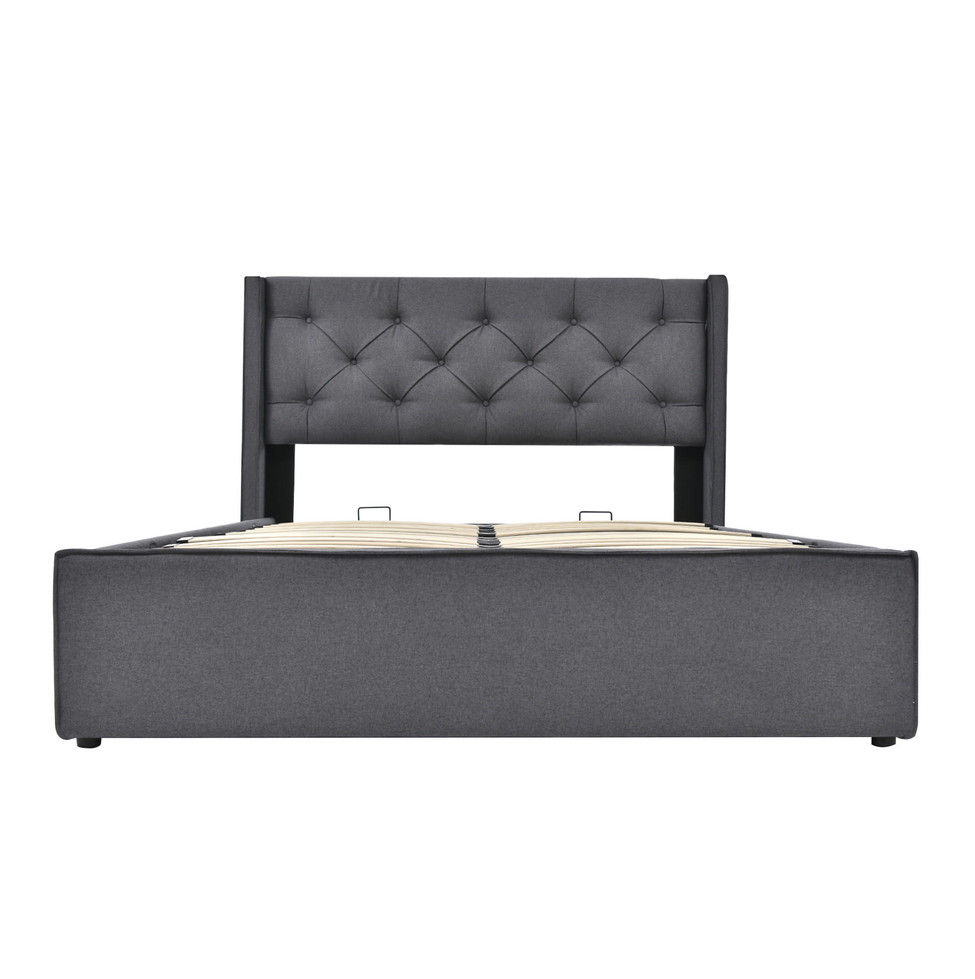 POLSTERBETT 140/200 cm Grau aus Baumwolle mit Bettkasten - Grau, Textil (140/200cm) - OKMYHOME