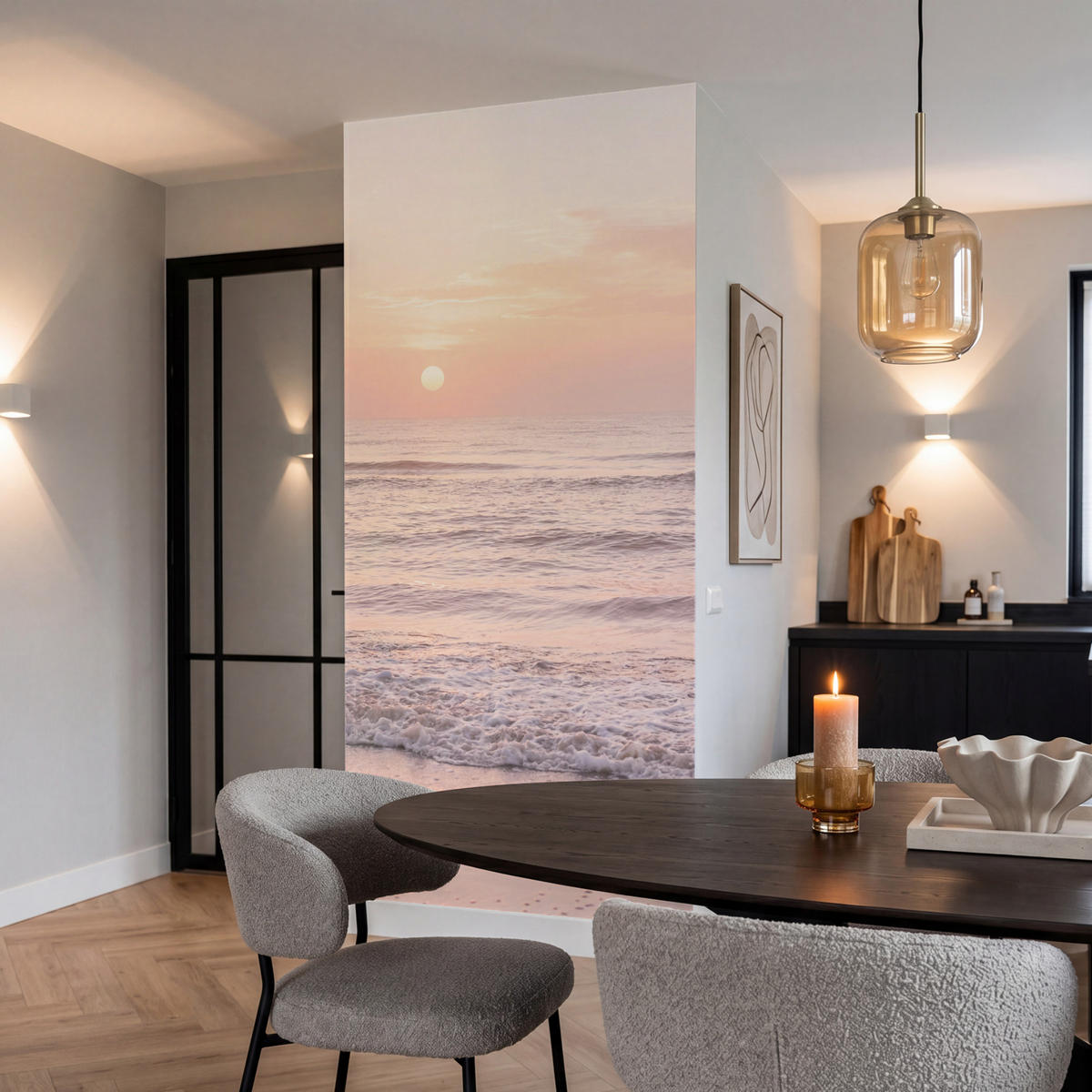 TAPETE - Sonne - Strand - Rosa - 120x220 cm - Hellrosa, Papier (120/220cm) - OnlyWow