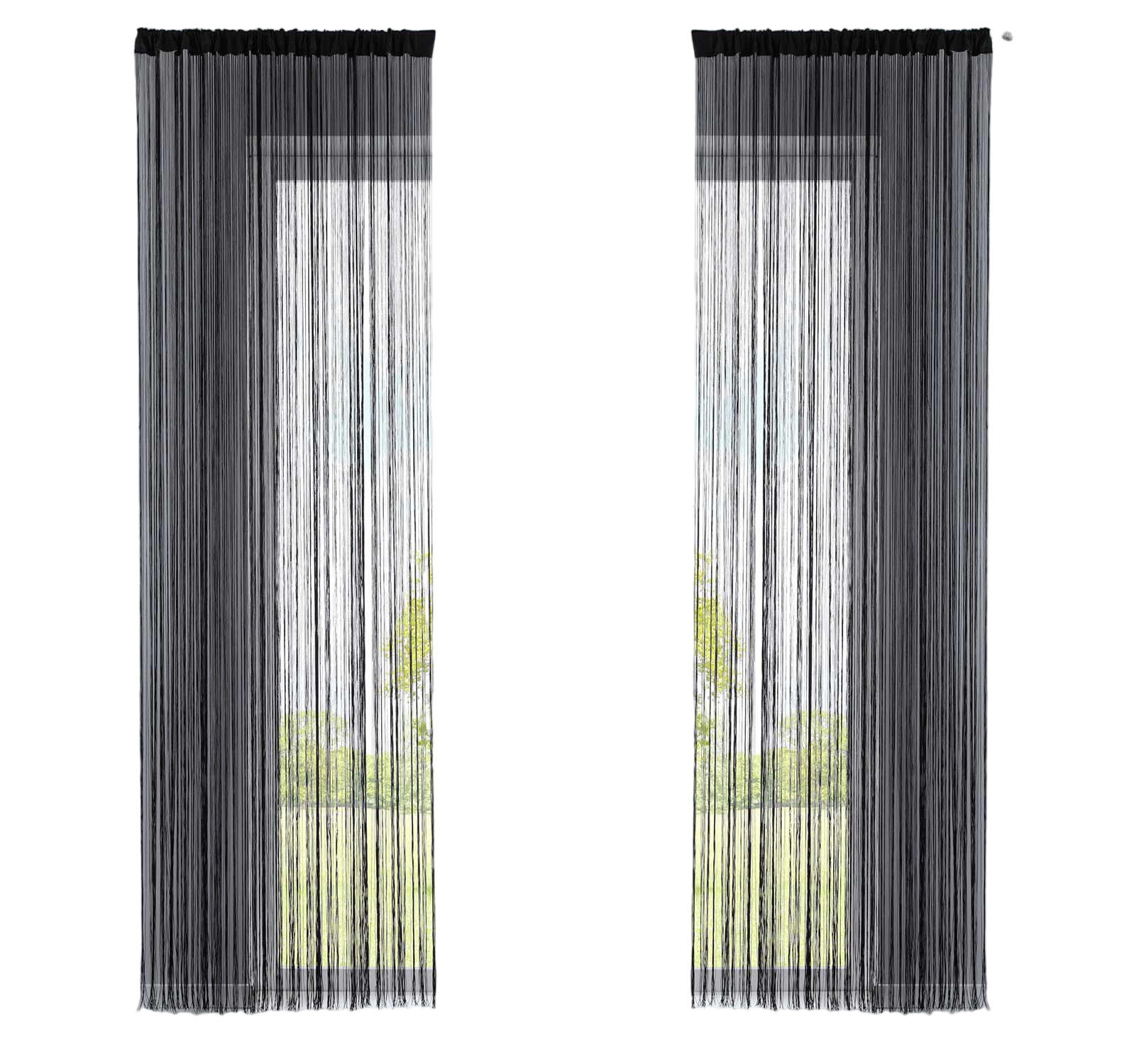 FADENGARDINE 2ER SET HxB 250x140 cm Schwarz - Schwarz, Textil (140/250cm) - Gardinenbox