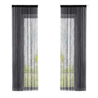 FADENGARDINE 2ER SET HxB 250x140 cm Schwarz - Schwarz, Textil (140/250cm) - Gardinenbox