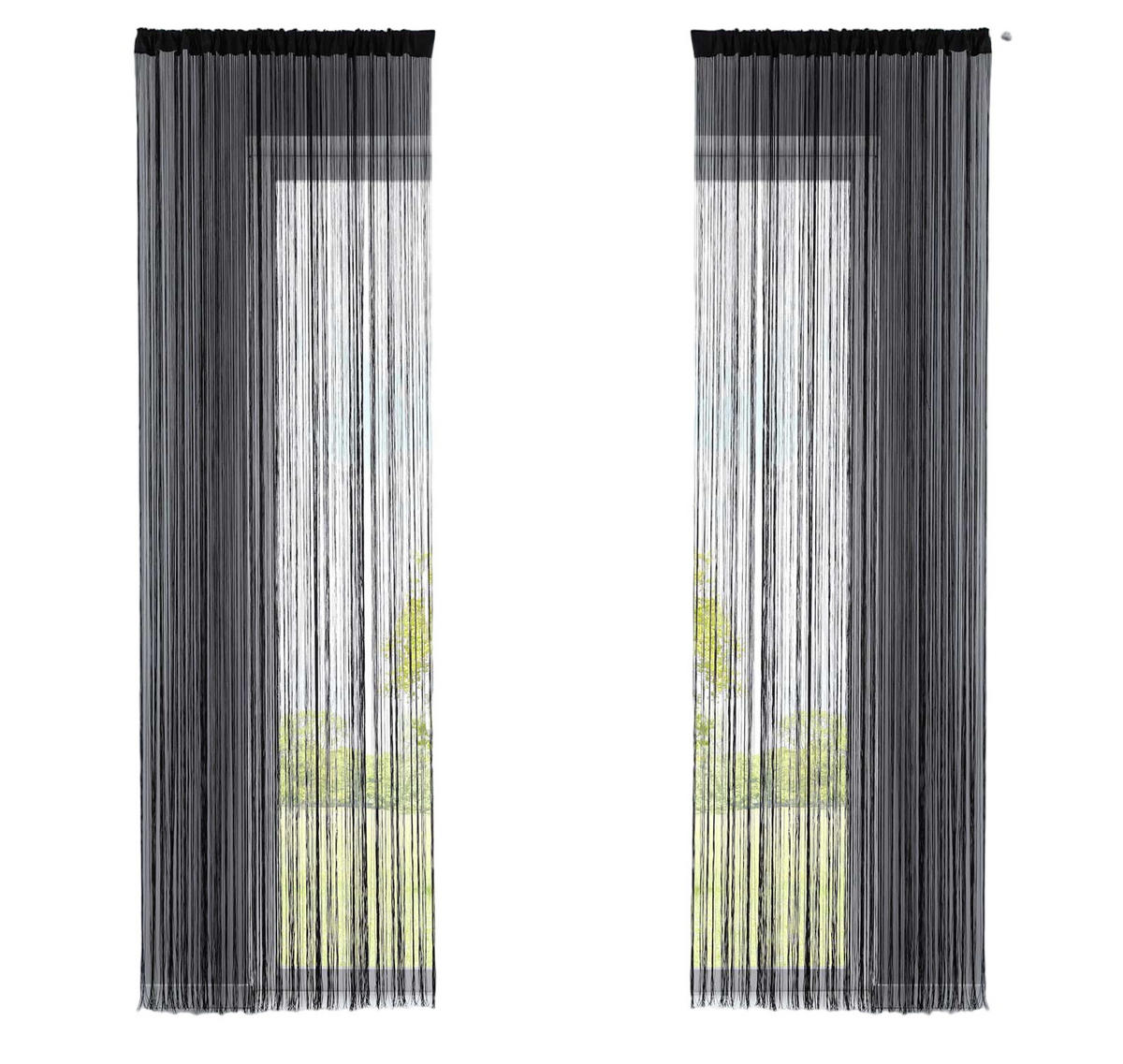 FADENGARDINE 2ER SET HxB 250x140 cm Schwarz - Schwarz, Textil (140/250cm) - Gardinenbox