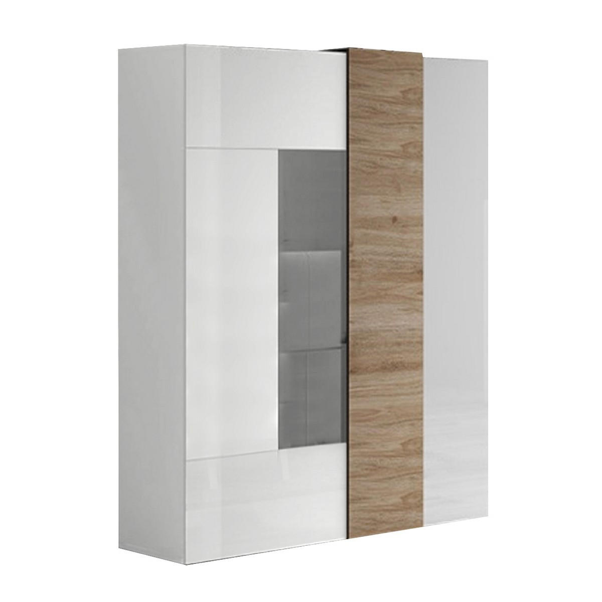 VITRINE 2-türig aus Glas ohne Beleuchtung Pluton - L121 cm - Weiß, Holzwerkstoff (44/169/121cm) - Calicosy