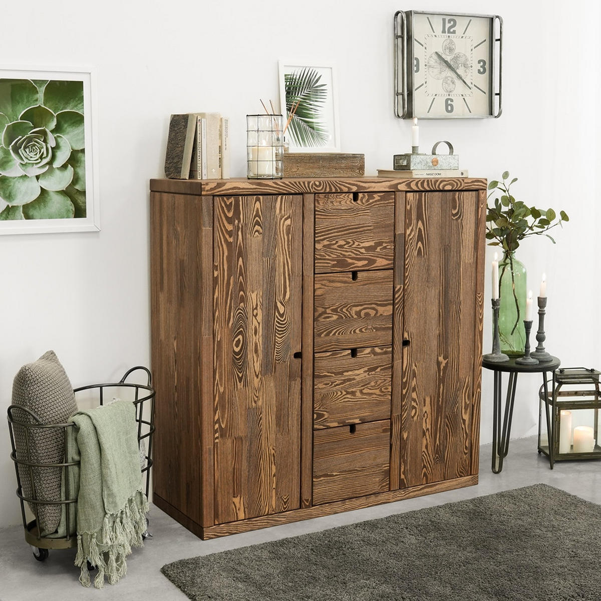 KOMMODE aus Massivholz MARIKA 2/4 - Dunkelbraun, Holz (112/112/40cm) - Seart