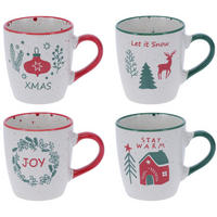 WEIHNACHTSBECHER Set 4 x 200 ml - Weiß, Keramik (200L) - Home Styling Collection