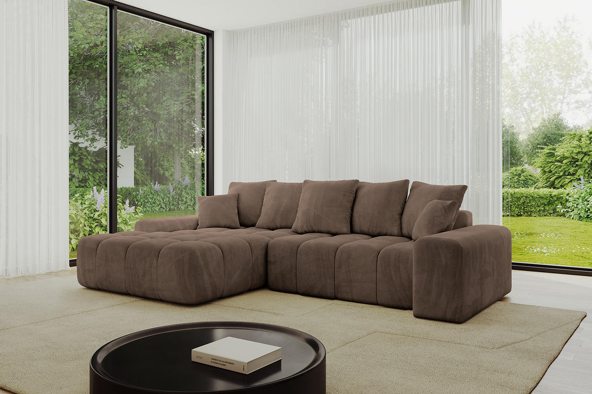 ECKSOFA Ottomane Links ENSI-L - 267x164x88 cm Braun - Braun, Holzwerkstoff/Kunststoff (267/164cm) - ALTDECOR