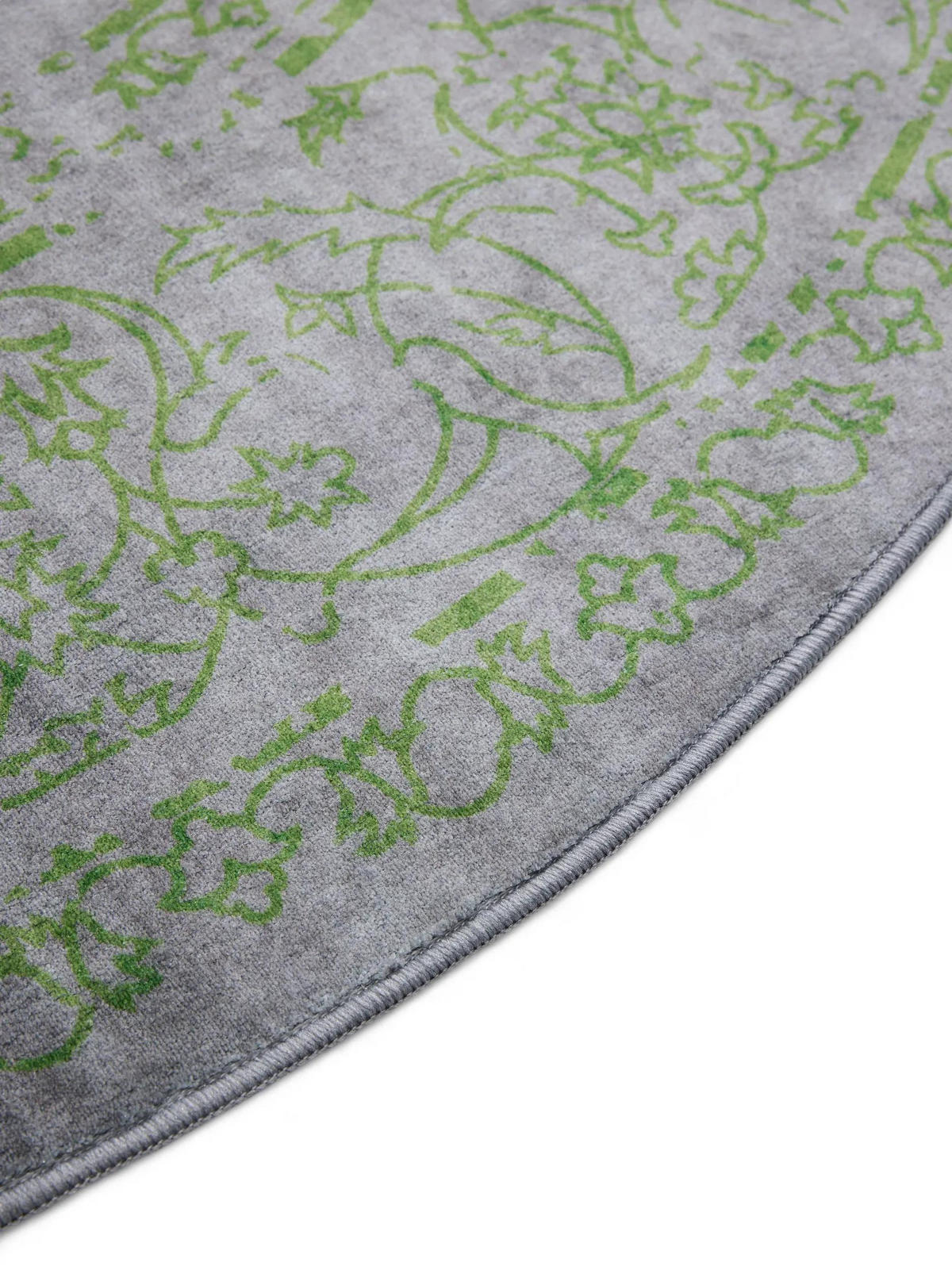 VINTAGE-TEPPICH Miray waschbar ø 160 cm rund - Grau/Grün, Kunststoff (160/160cm) - benuta Nest