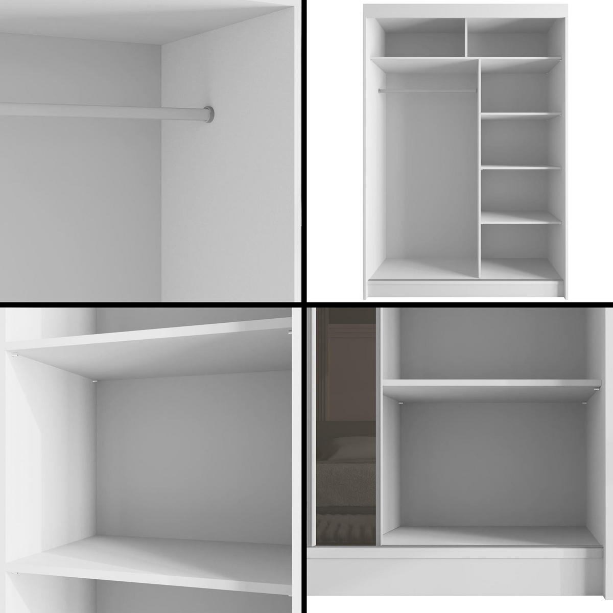 KLEIDERSCHRANK VESLI - 120 cm - Weiß|Grau - Weiß/Grau, Holzwerkstoff (120/215/61cm) - ALTDECOR