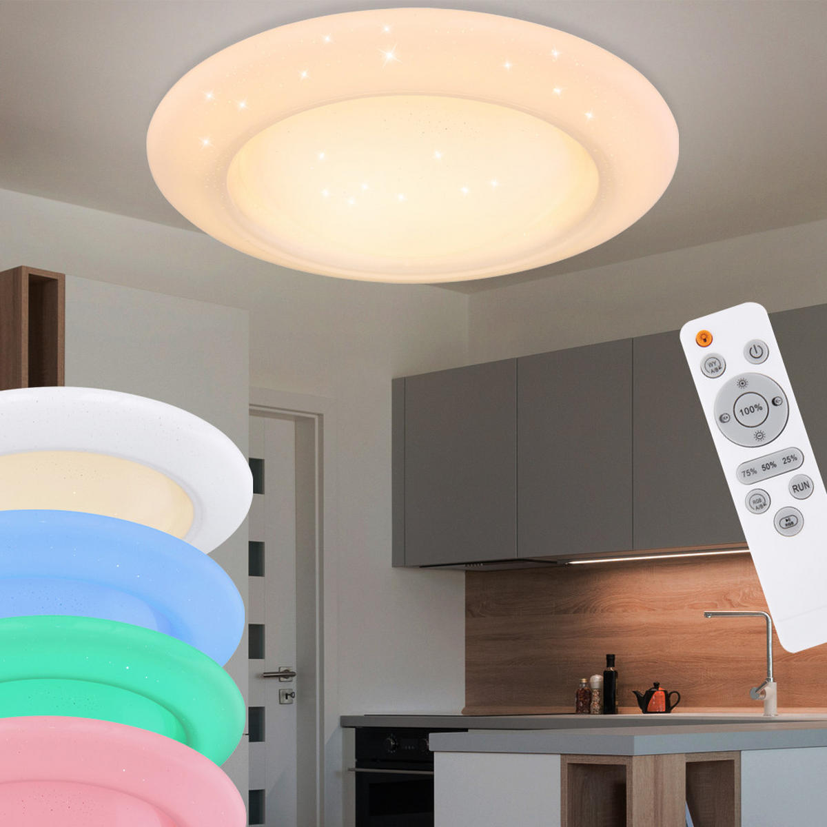 LED DECKENLEUCHTE MARINO Weiß Metall - Weiß, Metall (51/51/10.5cm) - Globo Lighting