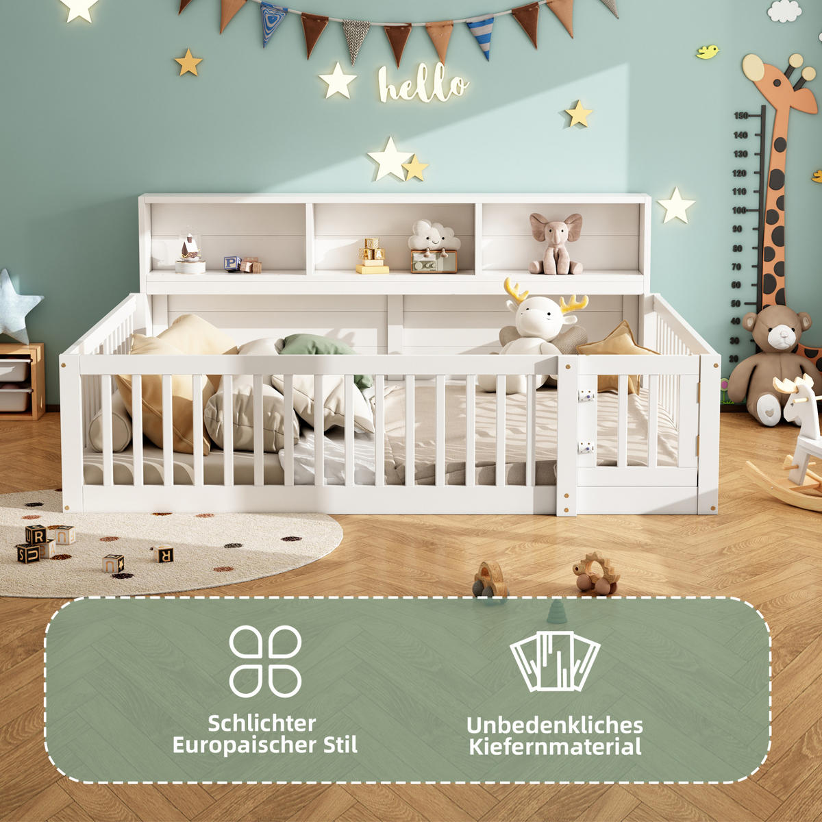TAGESBETT 140/200 cm Weiß Kiefernholz mit Staufach und Lattenrost - Weiß, Holz (140/200cm) - OKWISH