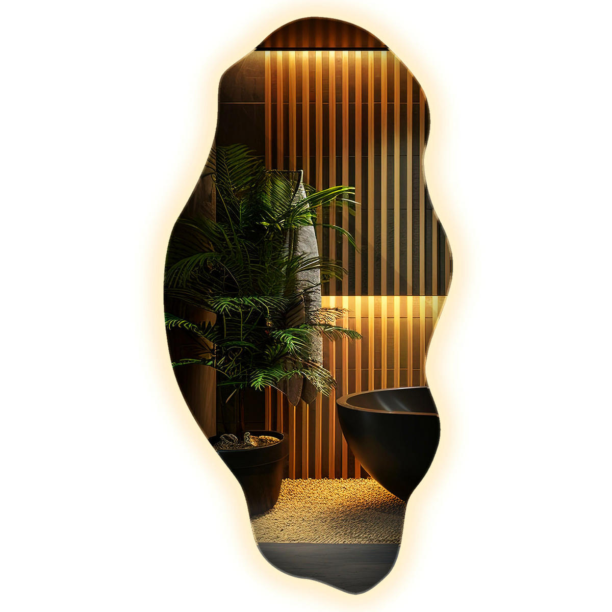 LED-SPIEGEL 40x80 cm Asymmetrisch Warmweiß 3000K - Gelb, Glas (40/80/0.4cm) - Wallfluent