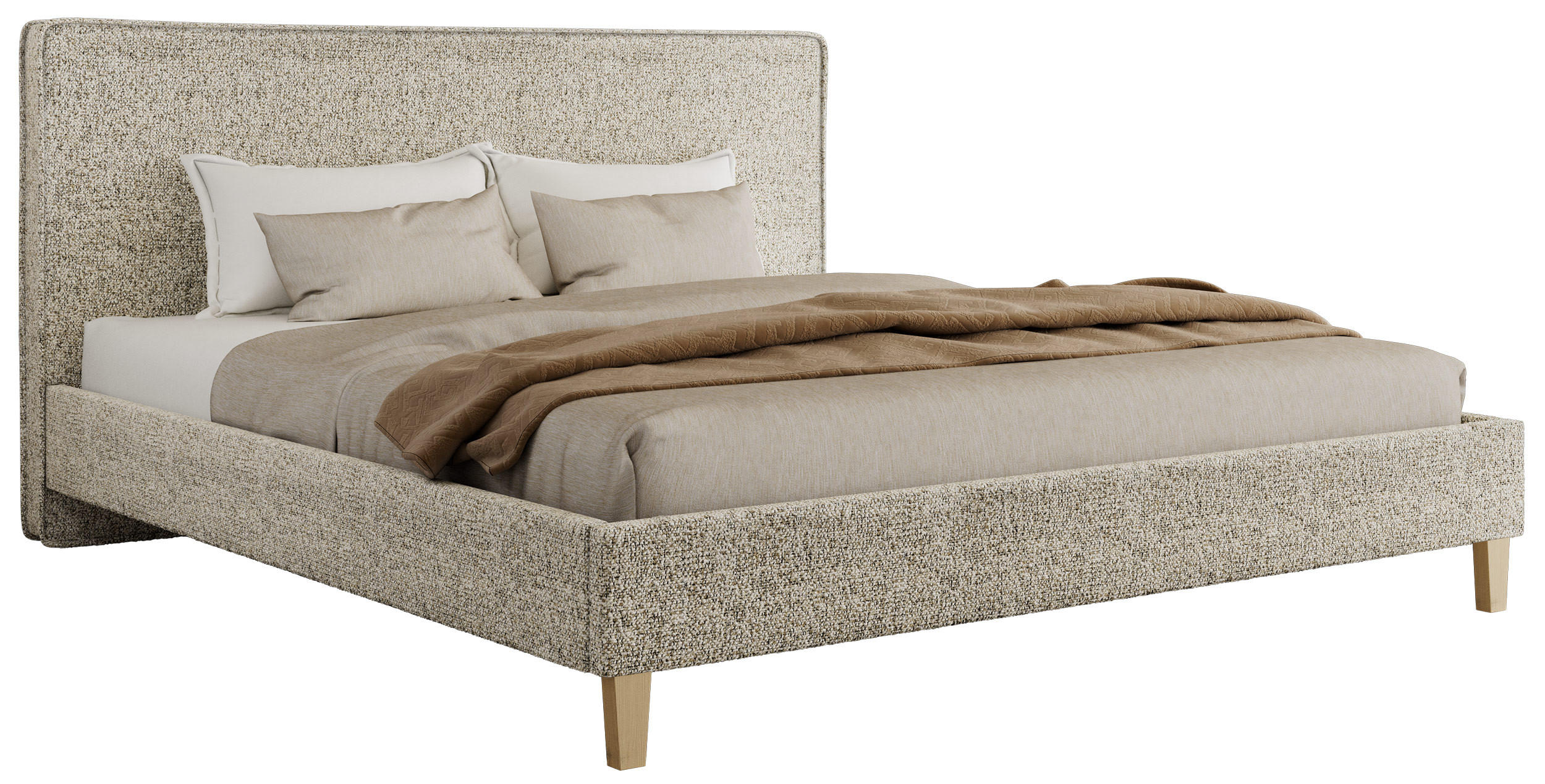 ČALÚNENÁ POSTEĽ LUMARO CLASSIC 140/200 - Béžová Štruktúrovaná látka - Matrac Foam - jadrový buk/béžová, drevo/textil (140/200cm) - MKS