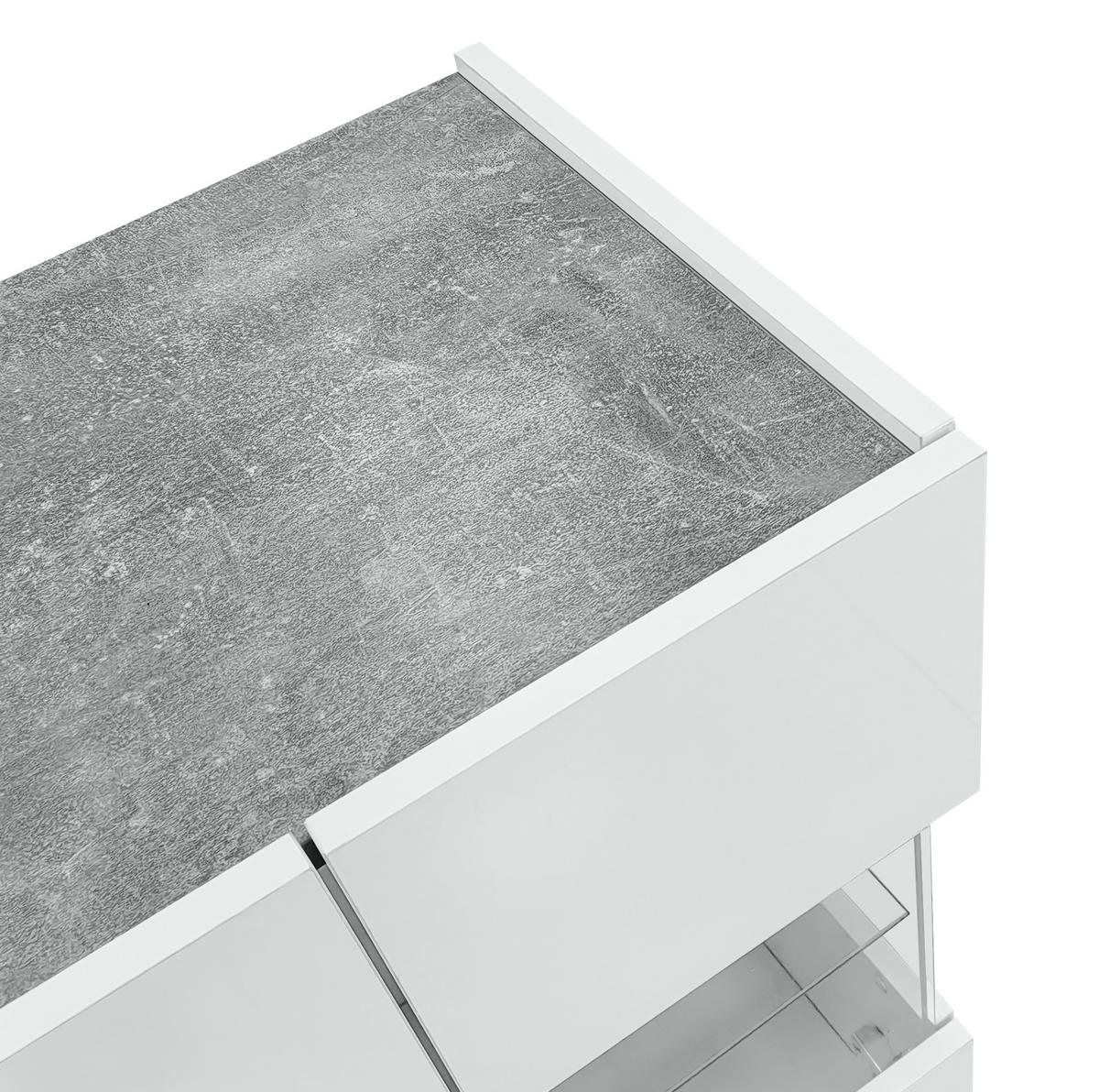 KOMMODE aus MDF, Glas & Spanplatte 140x35x75cm in Weiß mit LED - Weiß, Holzwerkstoff (140/75/35cm) - Modfu