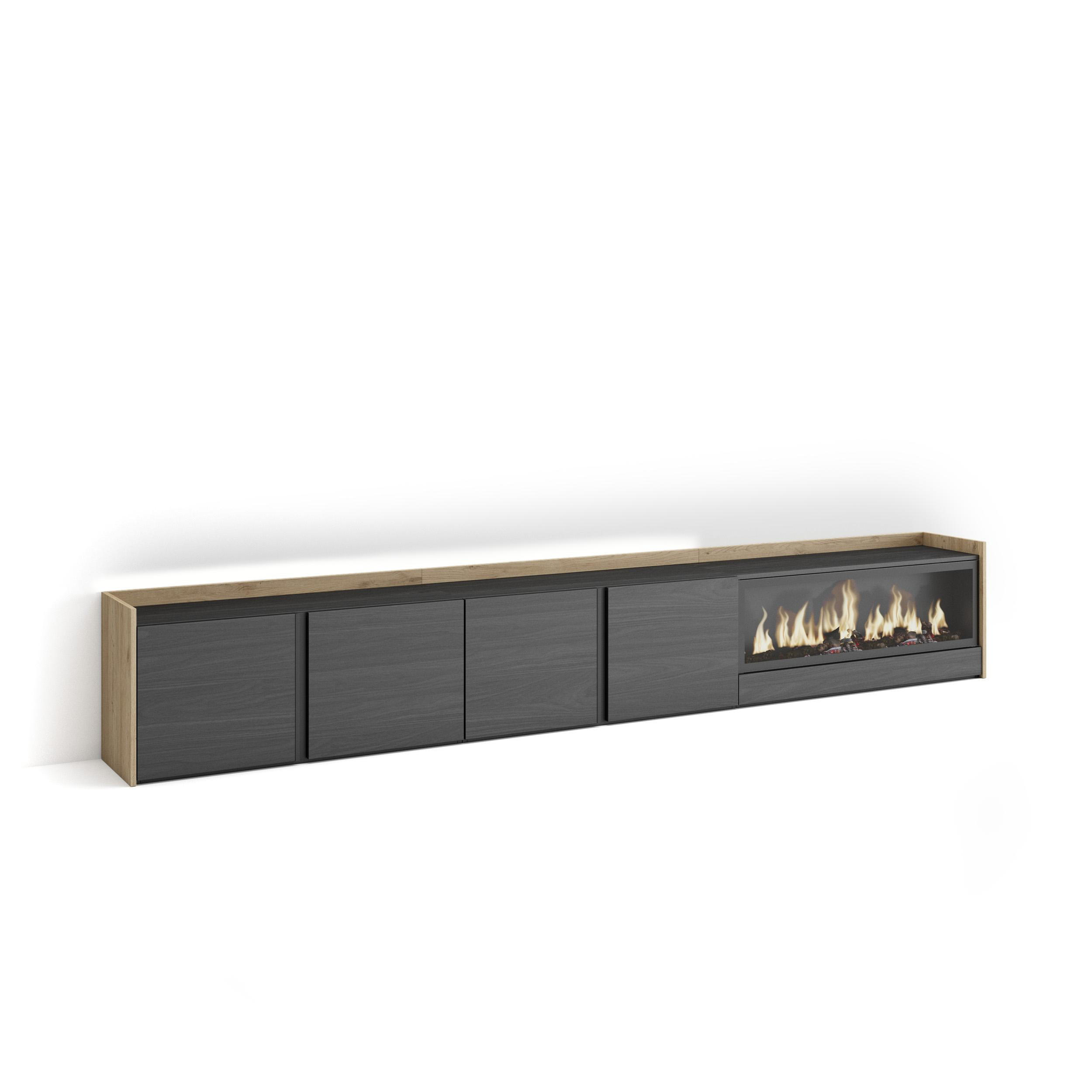 Skraut Home Lowboard, Schwarz 315x50x35 cm