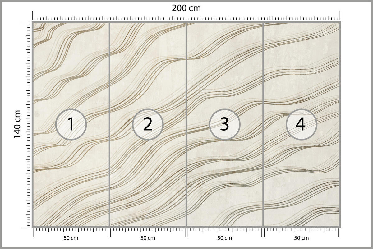 FOTOTAPETE für Wohnzimmer Beige Wellen Abstraktion 200x140 - Beige, Papier (200/140cm) - Muralo