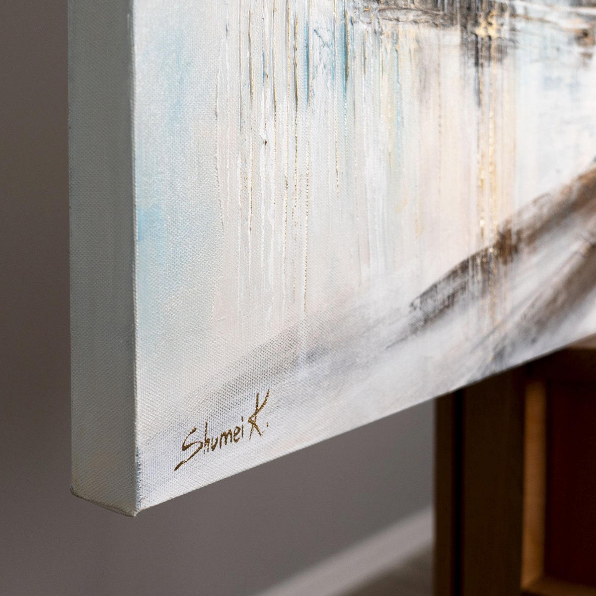 GEMÄLDE Goldene Stadt auf Keilrahmen 115x50 cm - Grau, Holz (115/50cm) - YS-art gallery