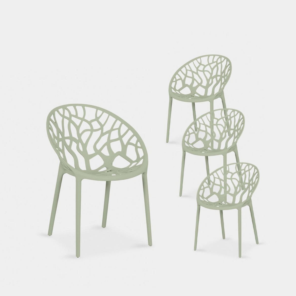 GARTENSTUHL Rhona Grün 52 cm x 79 cm 4er-Set - Grün, Kunststoff (52/79/60cm) - Klast Home