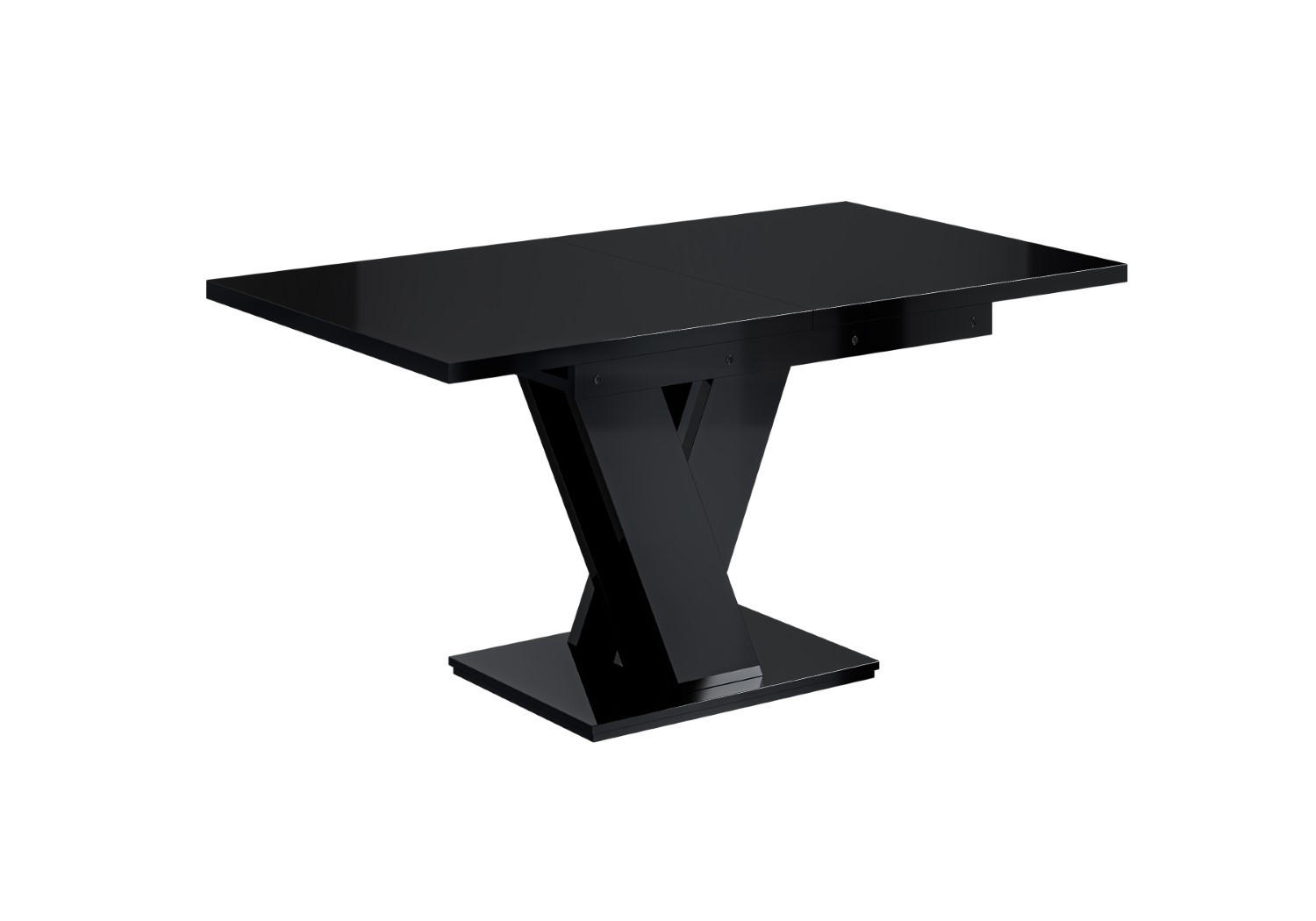 ALTDECOR VÝSUVNÝ jídelní stůl 120–160 × 80 × 75 cm – vysoce lesklá černá – ASIV