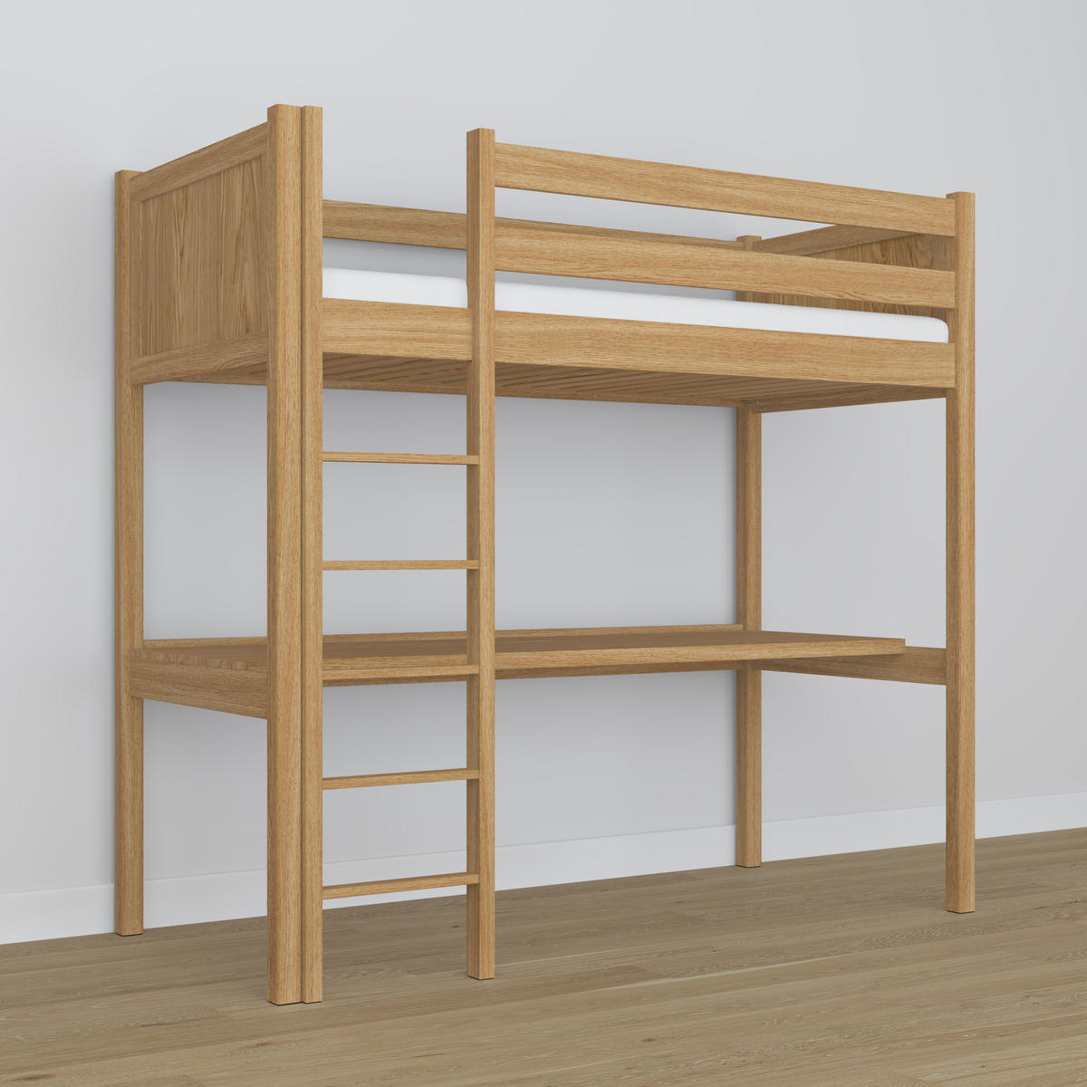 HOCHBETT N06 mit Schreibtisch Eiche Natur 90/180 - Eiche Artisan, Naturmaterialien/Holz (90/180cm) - N-Wood