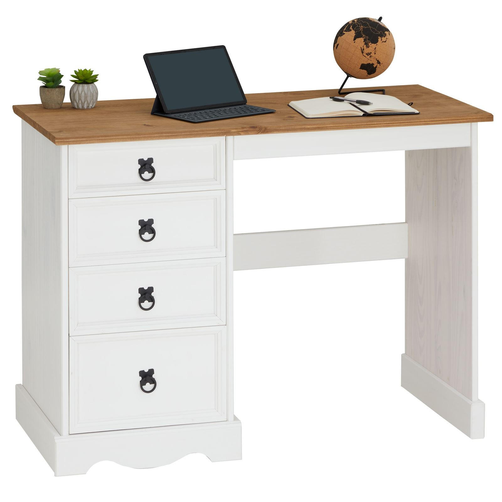 CARO-Möbel Schreibtisch Weiß, Braun 49x78x105 cm