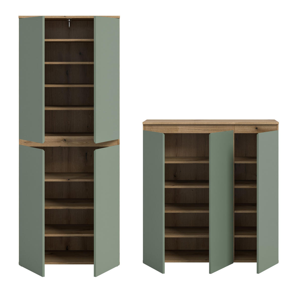 UNIVERSALSCHRANK Canto 2 tlg. (B/H/T: ca. 190/175/37 cm) in Evoke Oak Nachbildung/Smoke Green - Eichefarben, Holzwerkstoff (190/175/37cm)