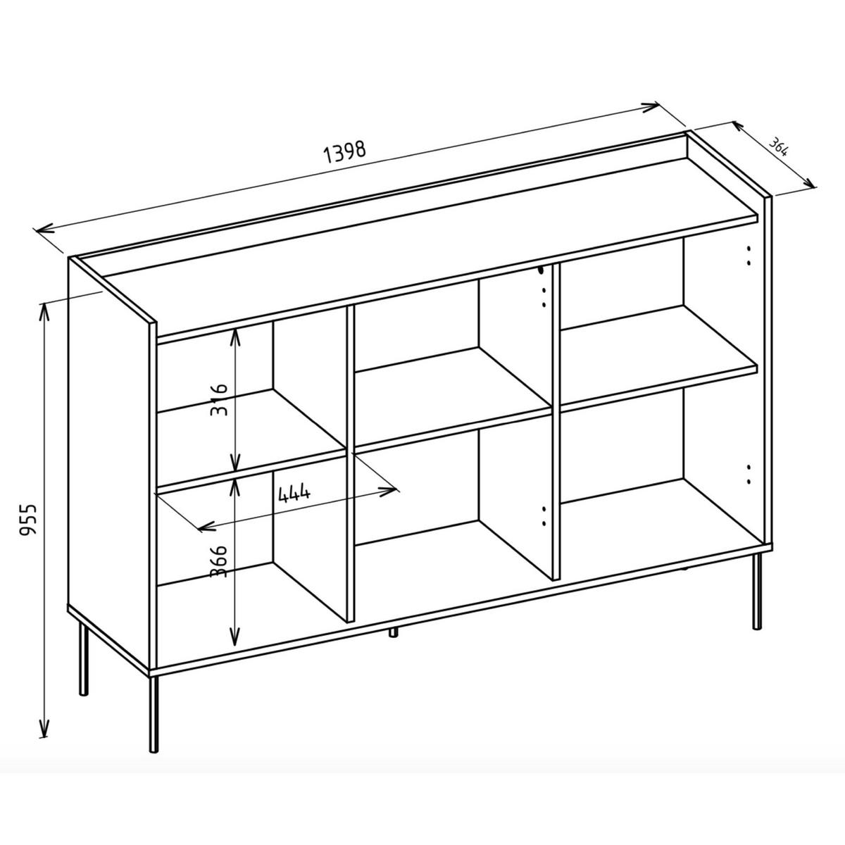 SIDEBOARD Tovi Weiß / Holzoptik Eiche 140 cm - Weiß, Holzwerkstoff/Metall (139.8/95.5/36.4cm) - Selsey