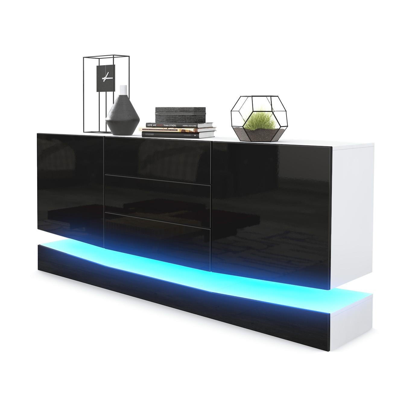 Vladon Sideboard Schwarz Hochglanz 178x82x39 cm