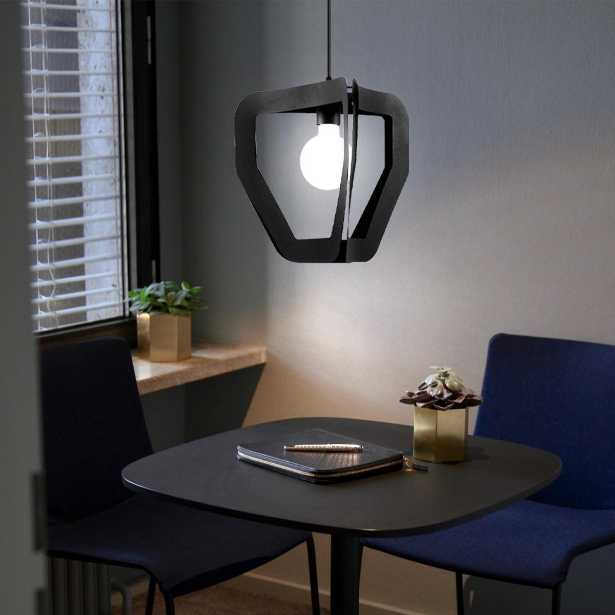 PENDELLEUCHTE Stahl Schwarz Dreieckgestell - Schwarz, Metall (35/32/120cm)