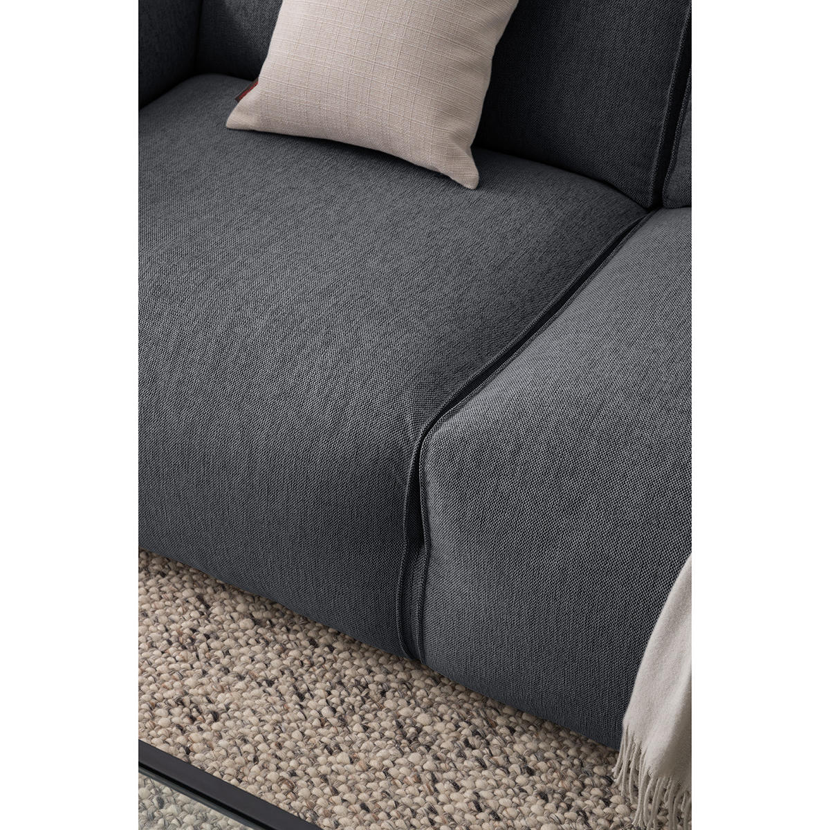 2-SITZER SOFA - Schwarz/Grau, Kunststoff/Textil (220/71/102cm) - home24