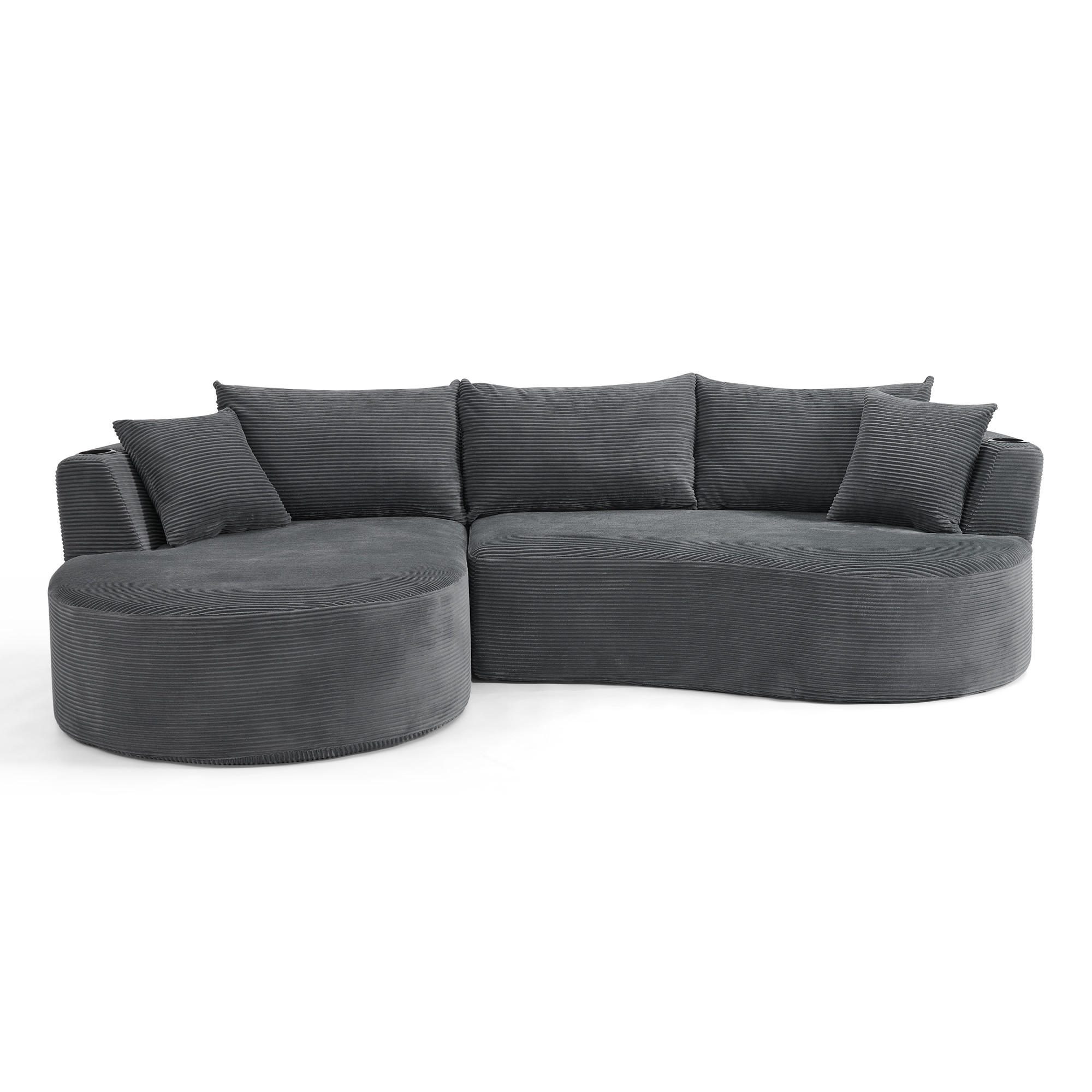 ECKSOFA 264/168/76 cm Grau mit Getränkehalter (Linke Seite) - Grau, Textil (264/168cm) - Oxeza