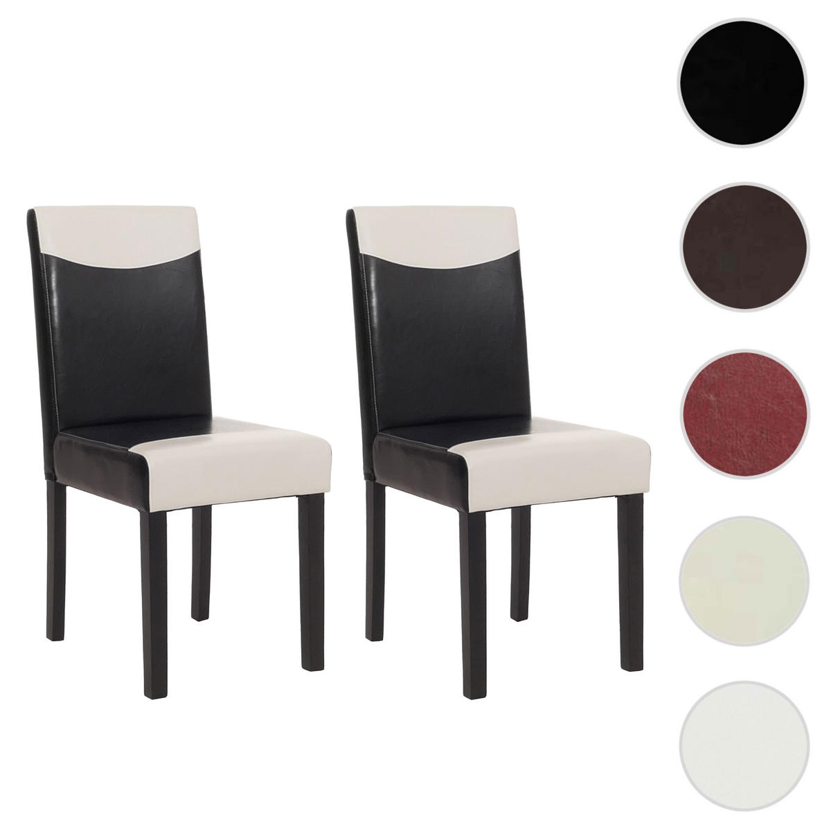 ESSZIMMERSTUHL 2er-Set klassisch und zeitlos 90x43x56cm Sitzhöhe 45cm Kunstleder dunkle Beine Schwarz-Weiß - Weiß, Kunststoff (43/90/56cm) - CHEFGASTRO