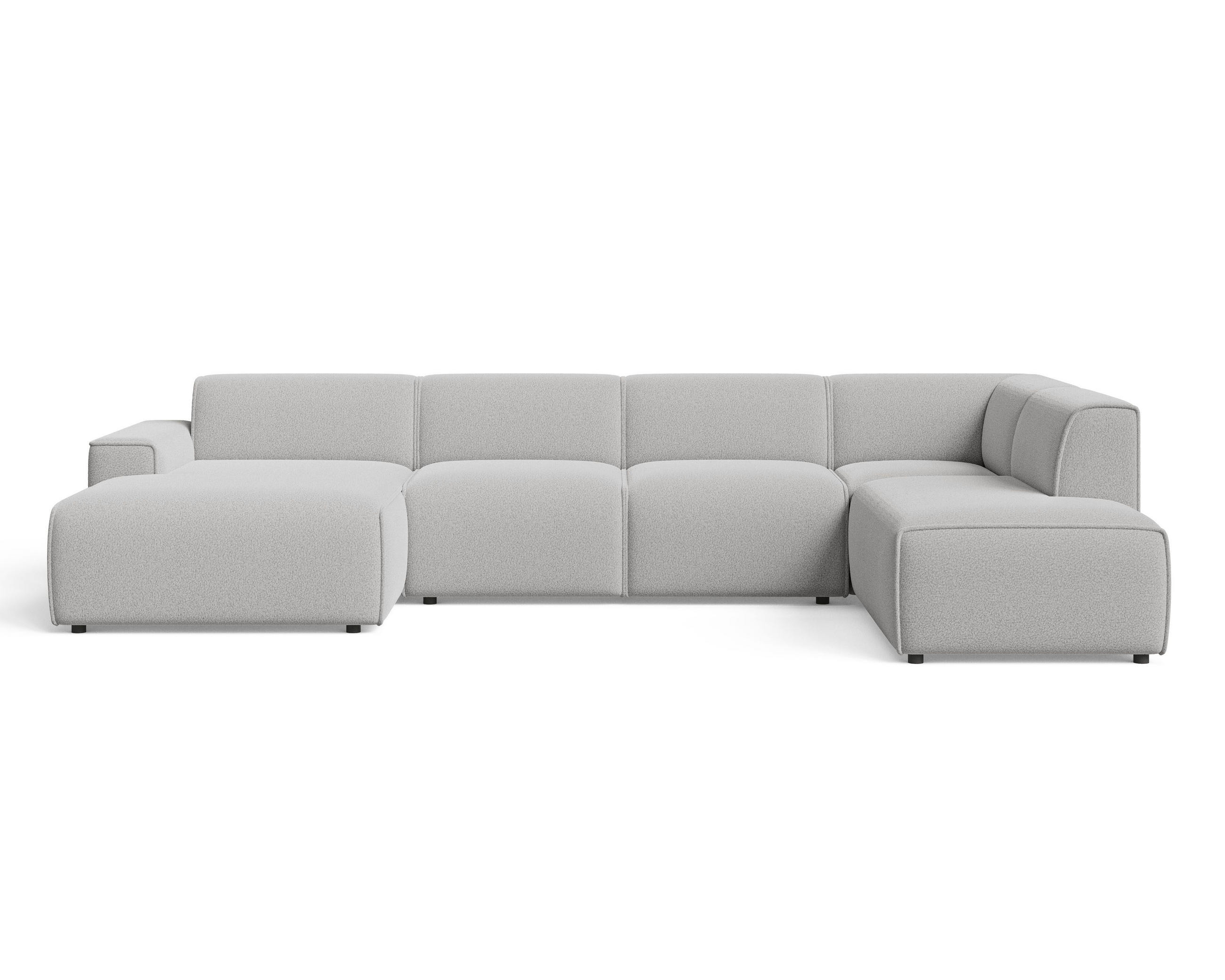 ECKSOFA U Belluno Grau Rechts - Schwarz/Grau, Holz/Kunststoff (220/378cm) - Graingold