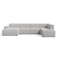 ECKSOFA U Belluno Grau Rechts - Schwarz/Grau, Holz/Kunststoff (220/378cm) - Graingold