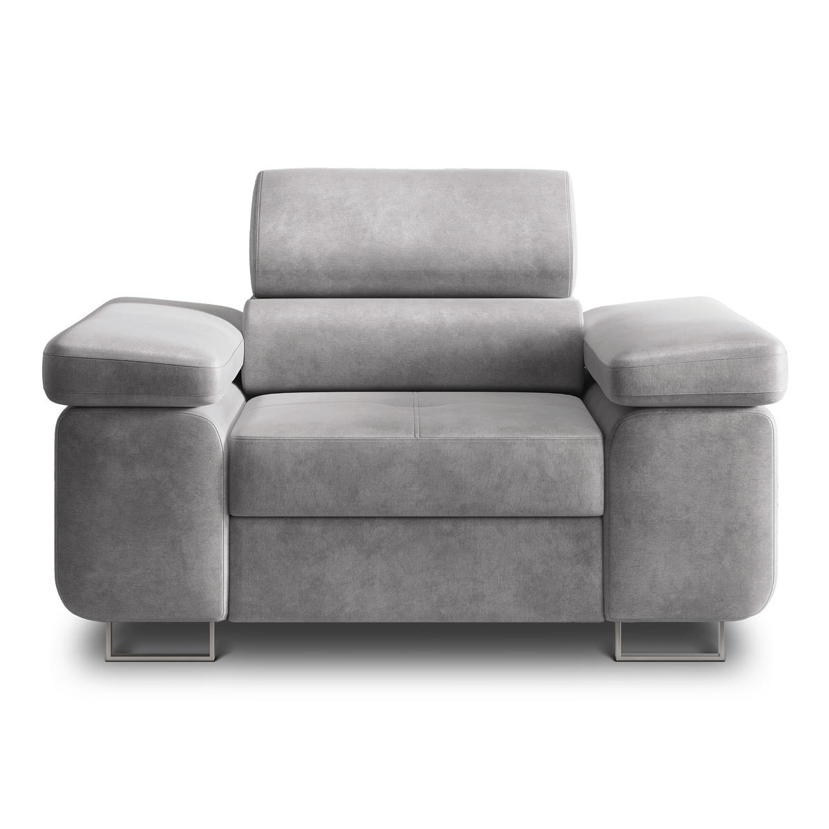 MASSENO Relaxační Křeslo CALVO, Velurová látka Světle šedá - světle šedá, kompozitní dřevo (133/87/98cm) - MASSENO