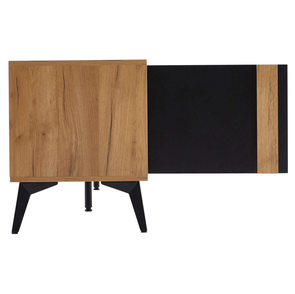 LOWBOARD 180/40/50 cm in Braun/Schwarz mit 3 Türen und Kabelmanagement - Schwarz, Holzwerkstoff (180/50/40cm) - Flora Grace