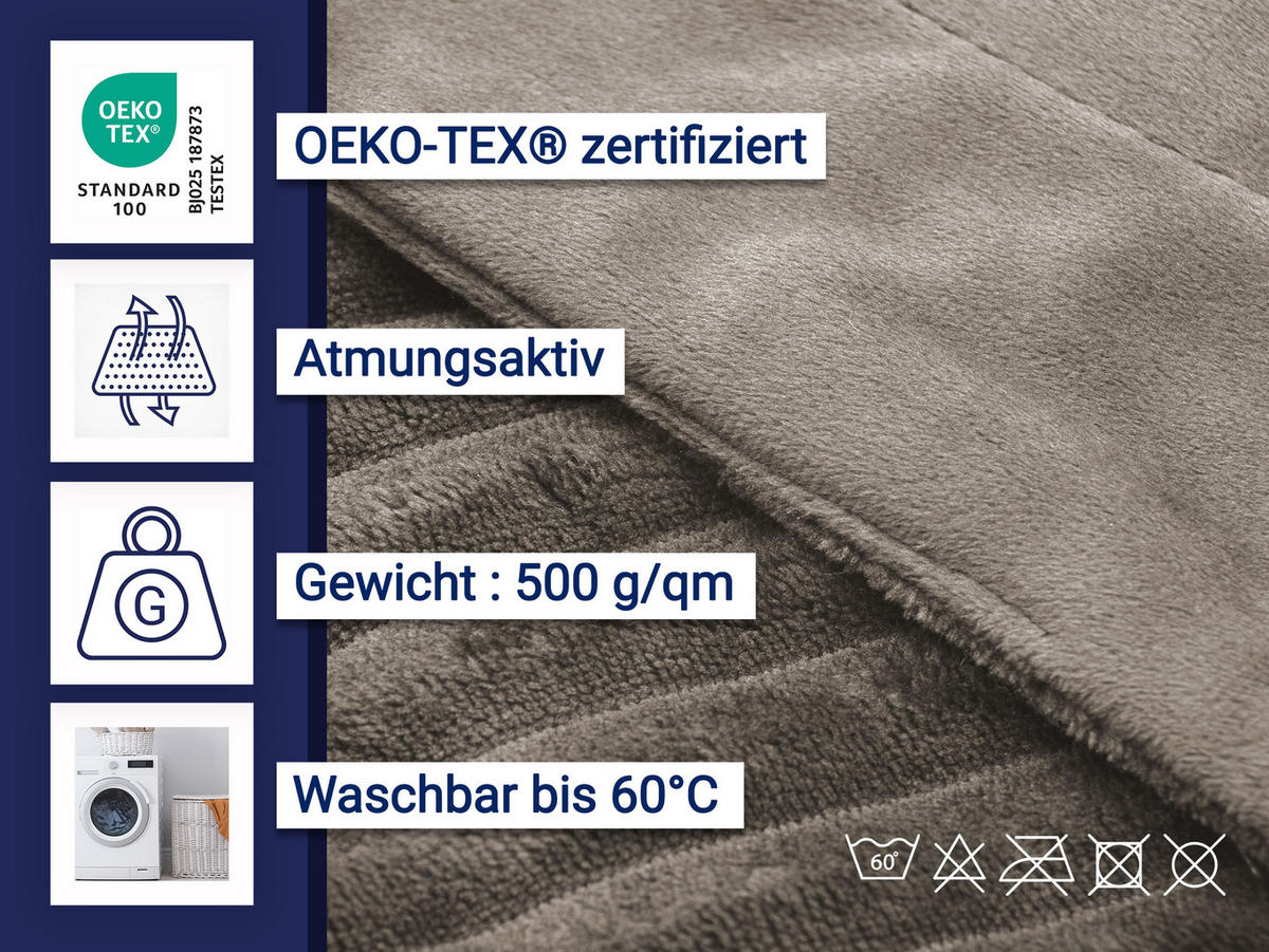 KUSCHELDECKE, 150x200 cm, 100% Polyester, Grau - Taupe, Textil (150/200cm) - Zollner
