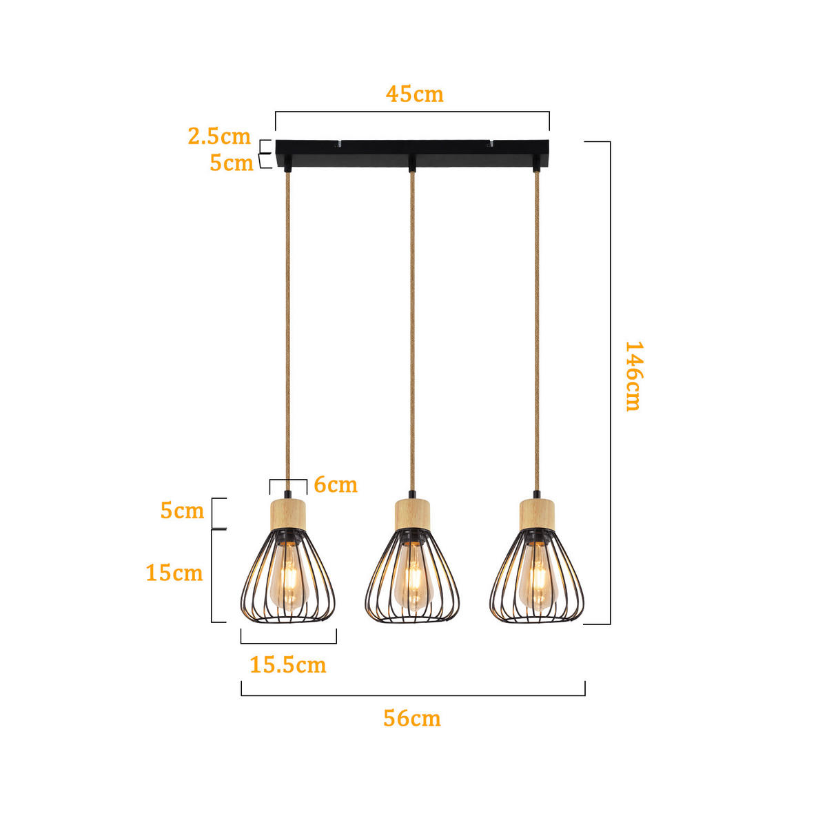 HÄNGELEUCHTE Daxq 56/45/146 cm - Beige, Metall (56/45/146cm) - ZMH